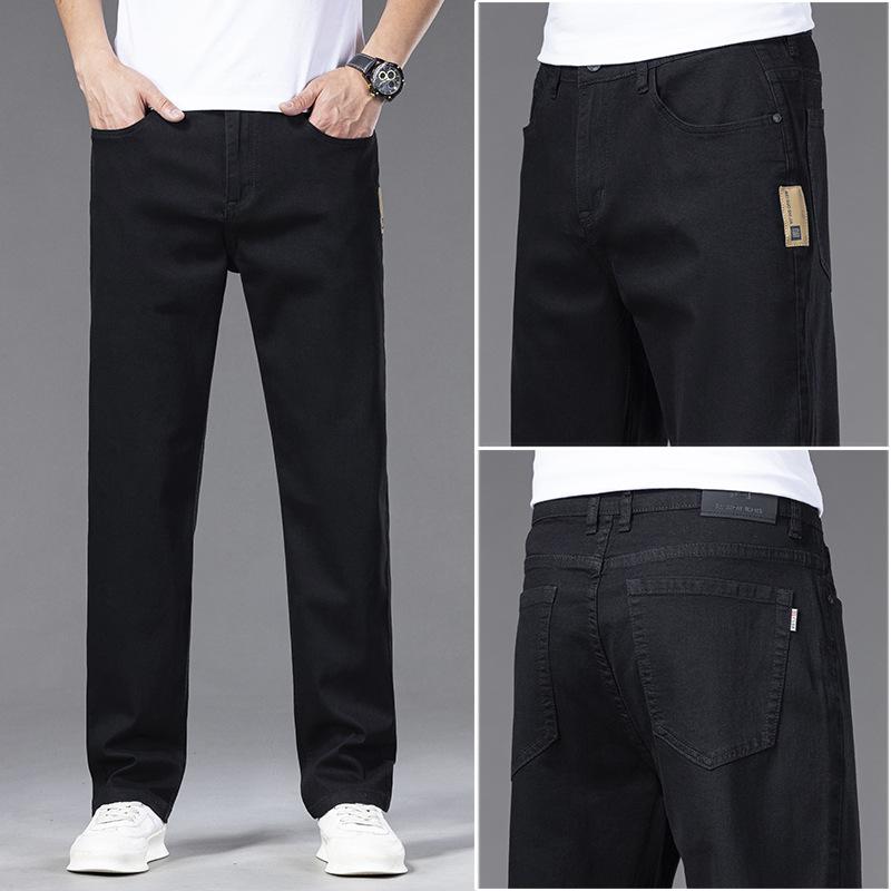 Летние Тонкие Джинсы Мужские Свободные Прямые Мужские Джинсы Деловые Прямые Брюки Мужские Брюки 29 чёрный