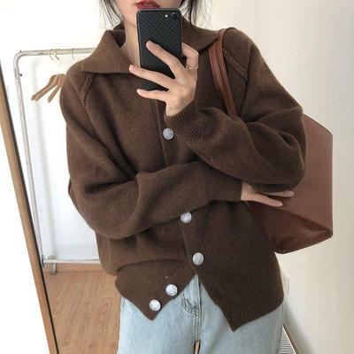 Cardigan Sweater Spring and Autumn 2022 Korean Loose Long Sleeve Vintage Sweater Wear Loose Knit Sweater Cardigan Coat