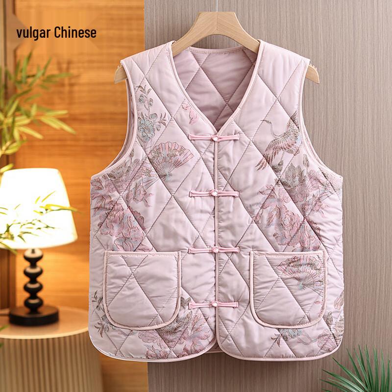 

Elegant Floral Quilted Vest for Women 4XL