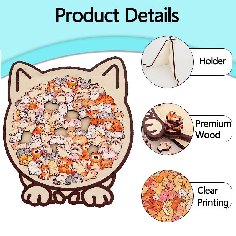 Cat Shaped Puzzle Dog Bear Wooden Jigsaw Puzzle Macaron Colored Puzzle Toy