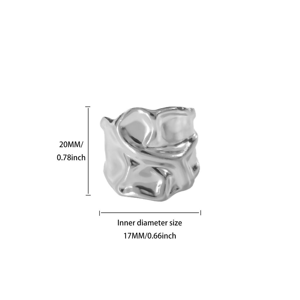 Vintage Wrinkle Texture Rings For Women Men Gold Color Stainless Steel Geometric Open Ring Couple Punk Christmas Jewelry