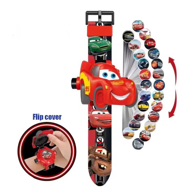 

New Children Watch Mcqueen Wrist Watch 3D Projection Anime Cars Children Toy 24Pictures 3D Projection Student Digital Watch Gift