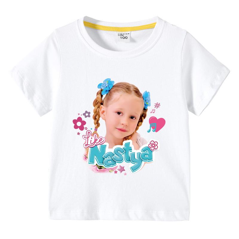 Children's Cute Nasteja Show Clothes Fun Cool Summer T-Shirt Children's Tops Girls' Clothing