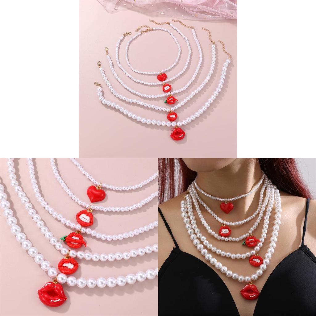 Fashion Lip Pendant Necklace For Women With Resin Charm And Elegant Design