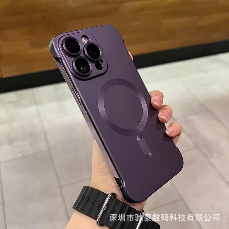 Applicable to iPhone17promax borderless matte magnetic mobile phone case Apple 16 with lens film 15 anti-drop PC