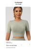 Seamless European-American Yoga Set: Women's Short Sleeve Top & High Waist Hip-Lifting Long Pants