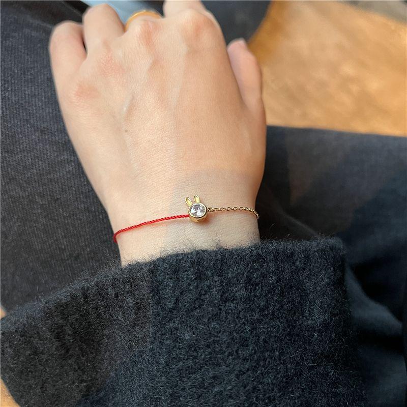 

Год рождения Кролик Счастливый браслет из красной веревки Женский из стерлингового серебра Зодиакальный нишевый стиль Ремешок-браслет для свободной девушки Подарок на день рождения Gold(Gift Box Handbag)