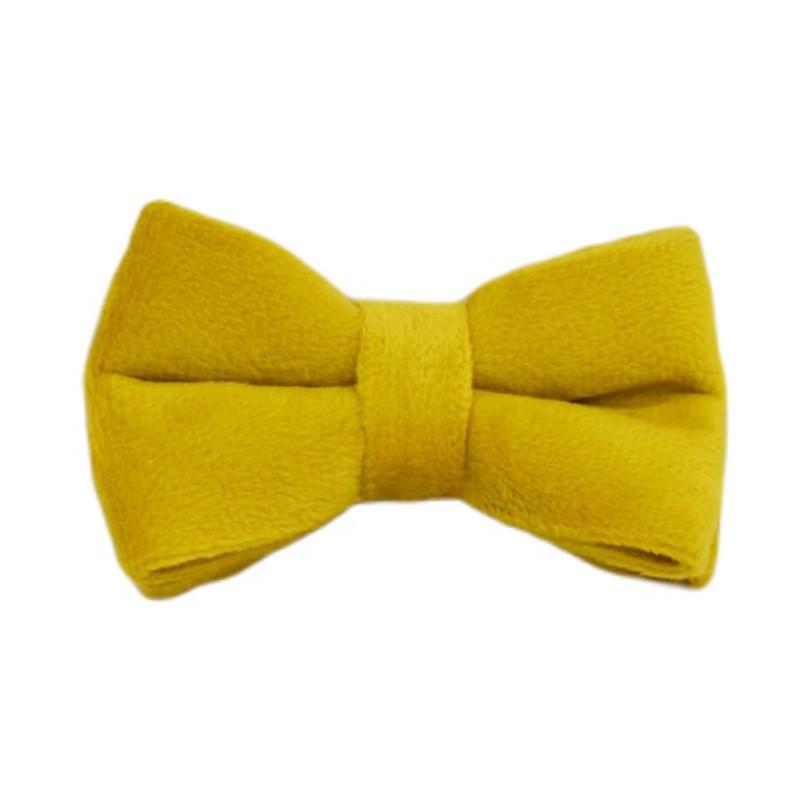 Yellow Velvet Cat Collar With Cute Bell Bow Small Dogs Pet Supplies