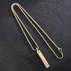 Hip Hop Gold Color Pendant Necklace Men's Women's Stainless Steel Cubic Zircon Charm Rock Jewelry Shiny Square Accessories