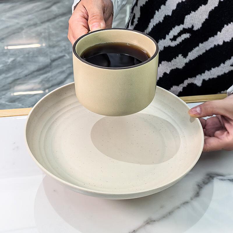 ZISIZ Japanese Style Round Divided Plastic Serving Tray