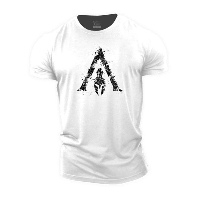 Men's 3D Short Sleeved T-shirt with Spartan Pattern