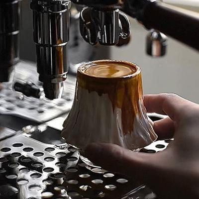 220ML Volcano Shaped Striped Glass Cup Espresso Coffee Latte Caffè Americano Cup Bar Whiskey Cocktail Glasses Transparent