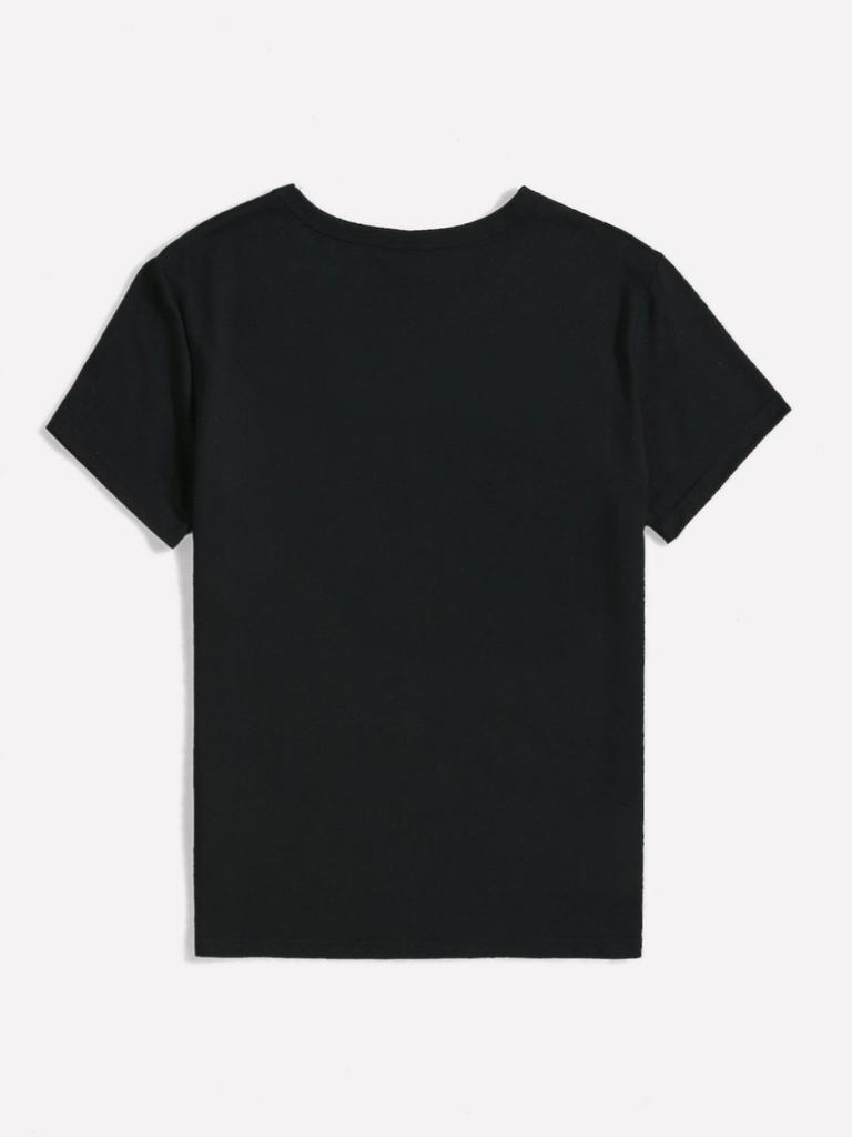 Women's Casual Minimalist Round Neck Short Sleeve Print T-shirt
