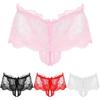 Mens Sissy Lace Panties Crotchless Underwear Lingerie Ladies Briefs Floral Briefs Bow Panties