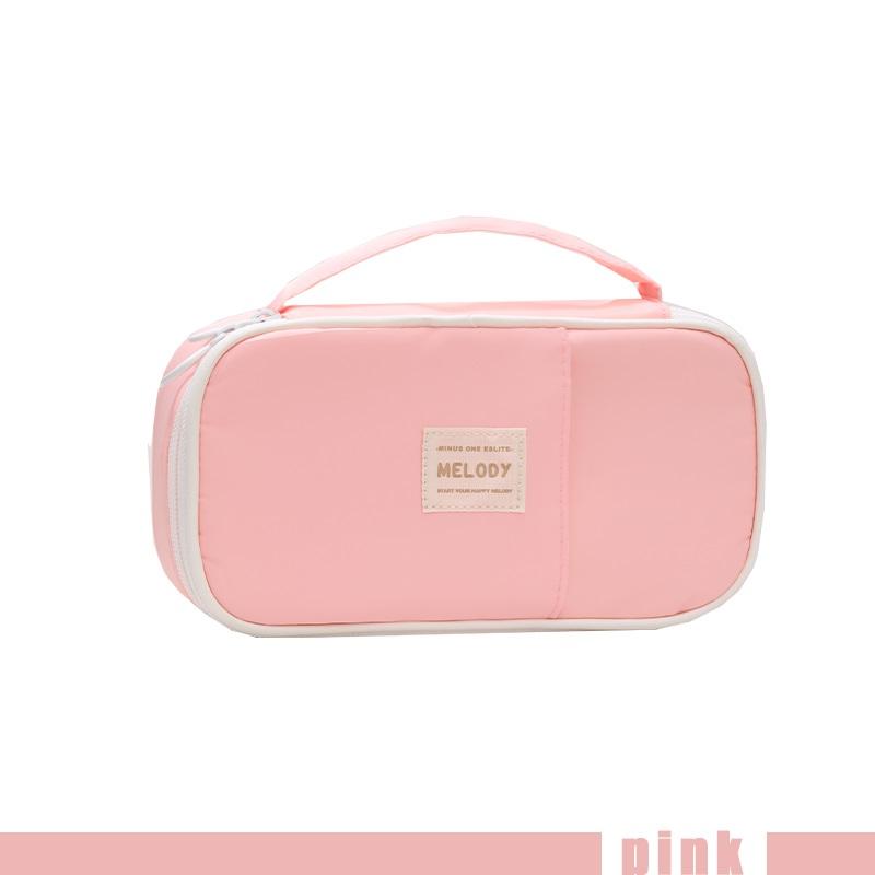 Simple Design Pencil Bag Pen Case Macaron Color Multi Mesh Pocket Slot Handle Storage Pouch for Stationery School