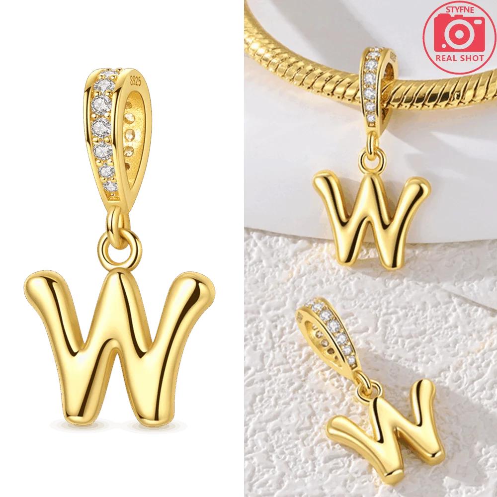 Original Necklace Copper White Zircon Pendant English Letters Women'S Beads Fit Bracelet Anniversary Gift Accessory Diy