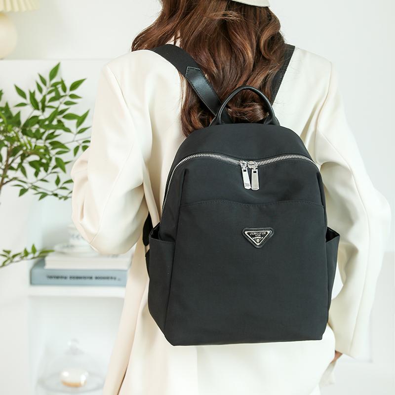 Women's Solid Color Backpack Student Schoolbag Oxford Cloth Travel Small Backpack