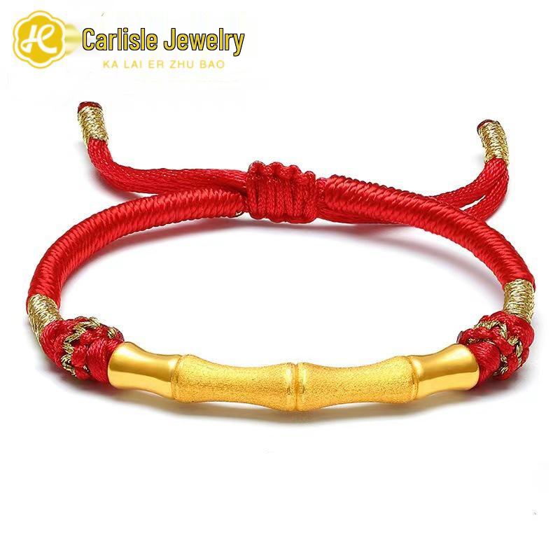 Shuibei 999 Pure Gold Bamboo Joint Bracelet - 3D Hard Gold Bent Tube Design