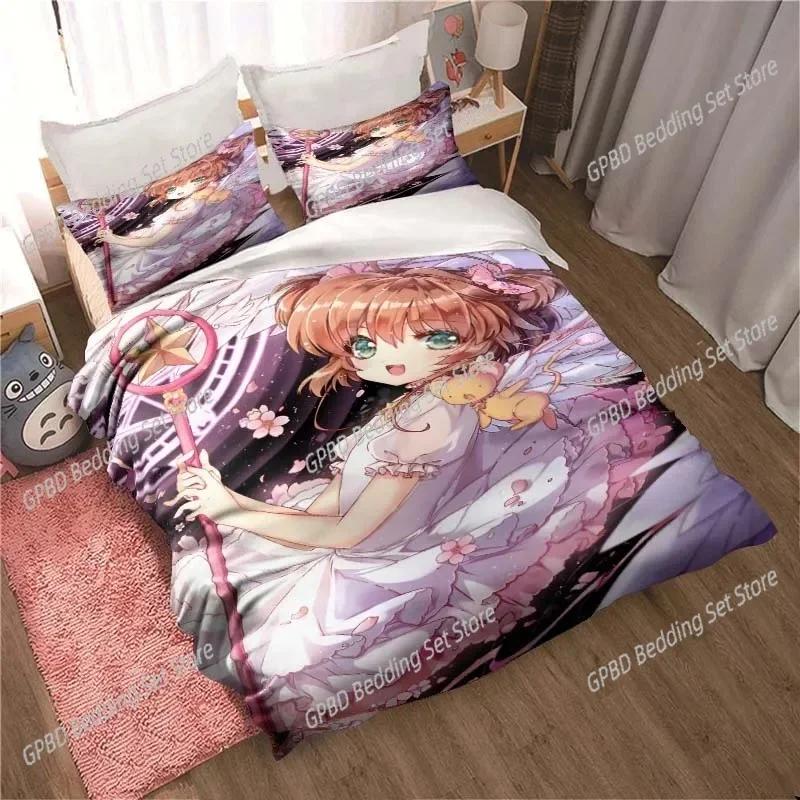 Comforter Anime Cardcaptor Sakura Bedding Set 3D Printed Suitable For Bedroom Kids Home Textile