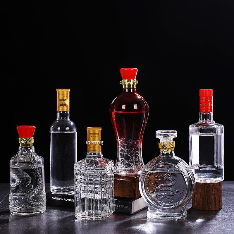 500ml Clear High-White Glass Wine Bottle, Decorative Empty Baijiu Bottle