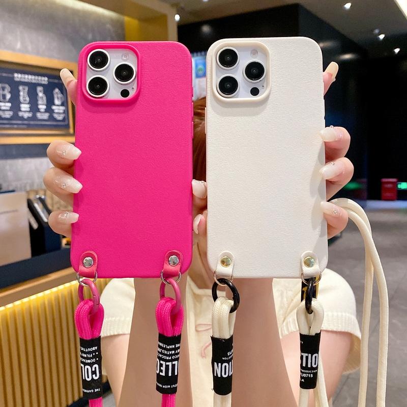 Modny pokrowiec na ramię z TPU, miękki, na iPhone'a 16 Pro Max 15 Plus 14 Pro 13 12 11, prosty pasek, odporny na wstrząsy, matowy, smukły pokrowiec na telefon