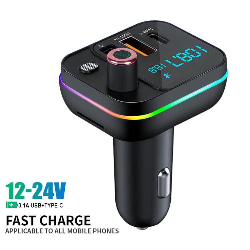 

FM-передатчик модулятор автомобильный беспроводной Bluetooth 5.0 3.1A USB Type-C быстрое зарядное устройство автомобильный радиоприемник Mp3-плеер музыкальный комплект Hands Free для автомобиля