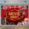 Movie Night Theme Party Decoration Above Table Banner Happy Birthday Backdrop for Dance Prom Photography Background Ball Poster