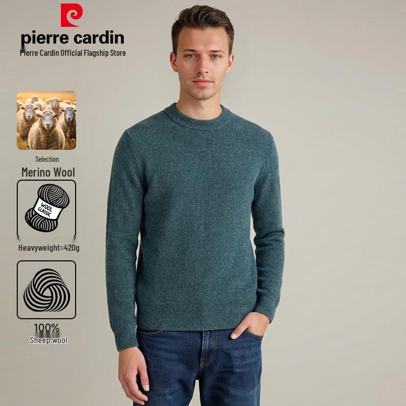 Pierre Cardin Men's Thick 100% Lambswool Round Neck Sweater