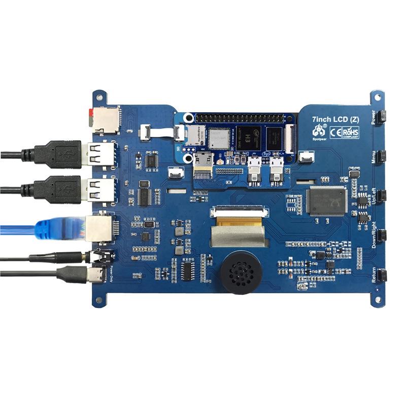 Raspberry Pi Zero 7-inch Touch Tablet with RJ45, USB Hub, and Speaker