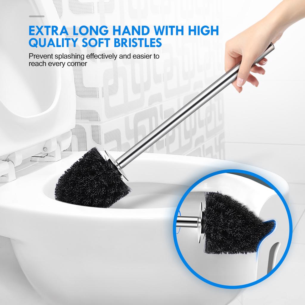 con Spazzola e Supporto per la conservazione e lorganizzazione del Bagno Pulizia accurata Robusto salvaspazio WC Compatto in plastica Spazzola Coperta Homemaxs