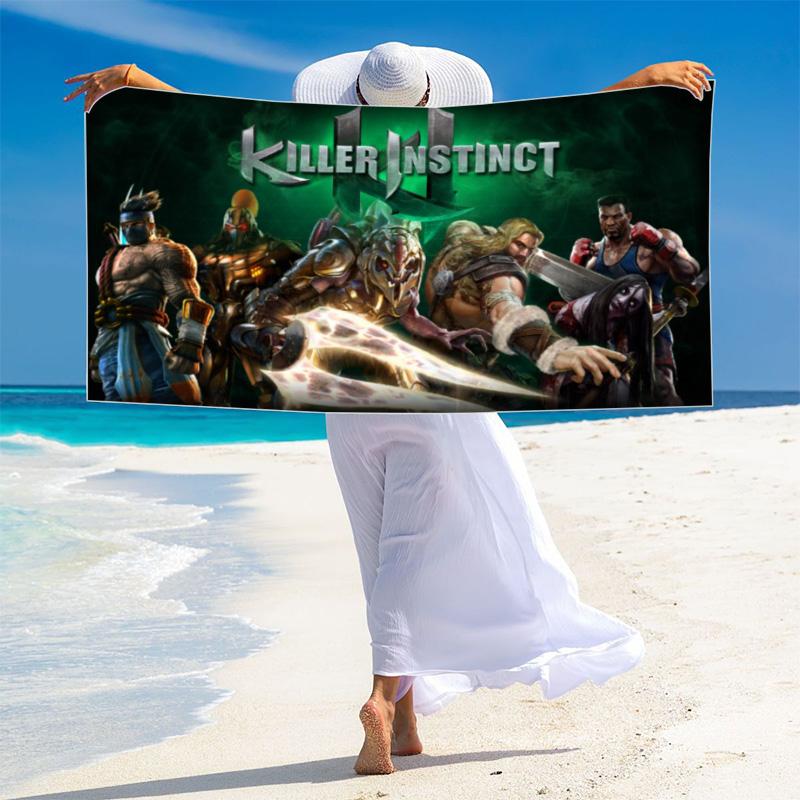 KILLER INSTINCT Print Beach Towel, Large Soft Quick Dry Towel for Beach Camping Swimming