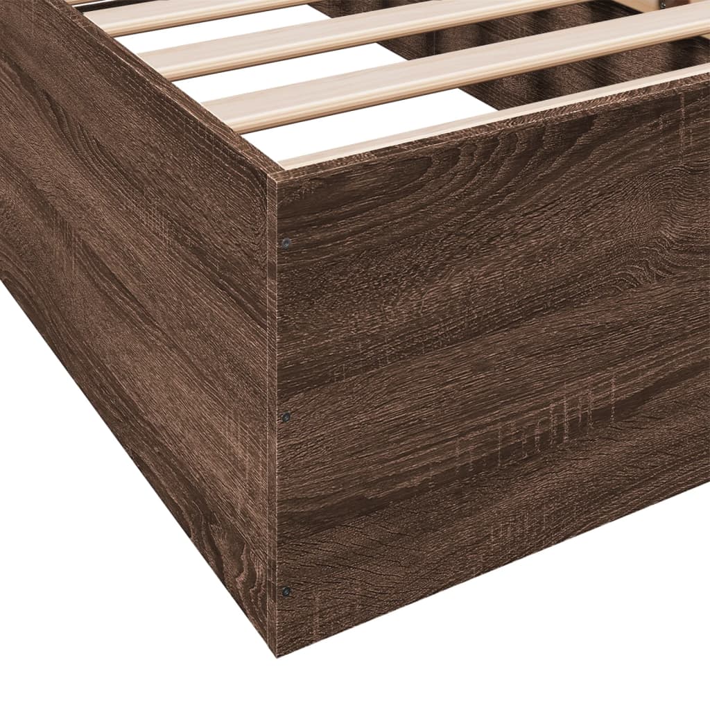 Brown Oak Effect Bed Frame 90x190 Cm Engineered Wood