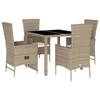 VidaXL Ensemble à Manger de Jardin avec Coussins 5pcs, Table de Terrasse, Meubles de Patio, Mobilier d'Extérieur, Beige 3277570