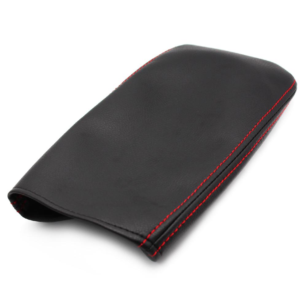 Car Interior Microfiber Leather Center Control Armrest Box Cover Trim For Honda CRV 2017 2018 Black-red line