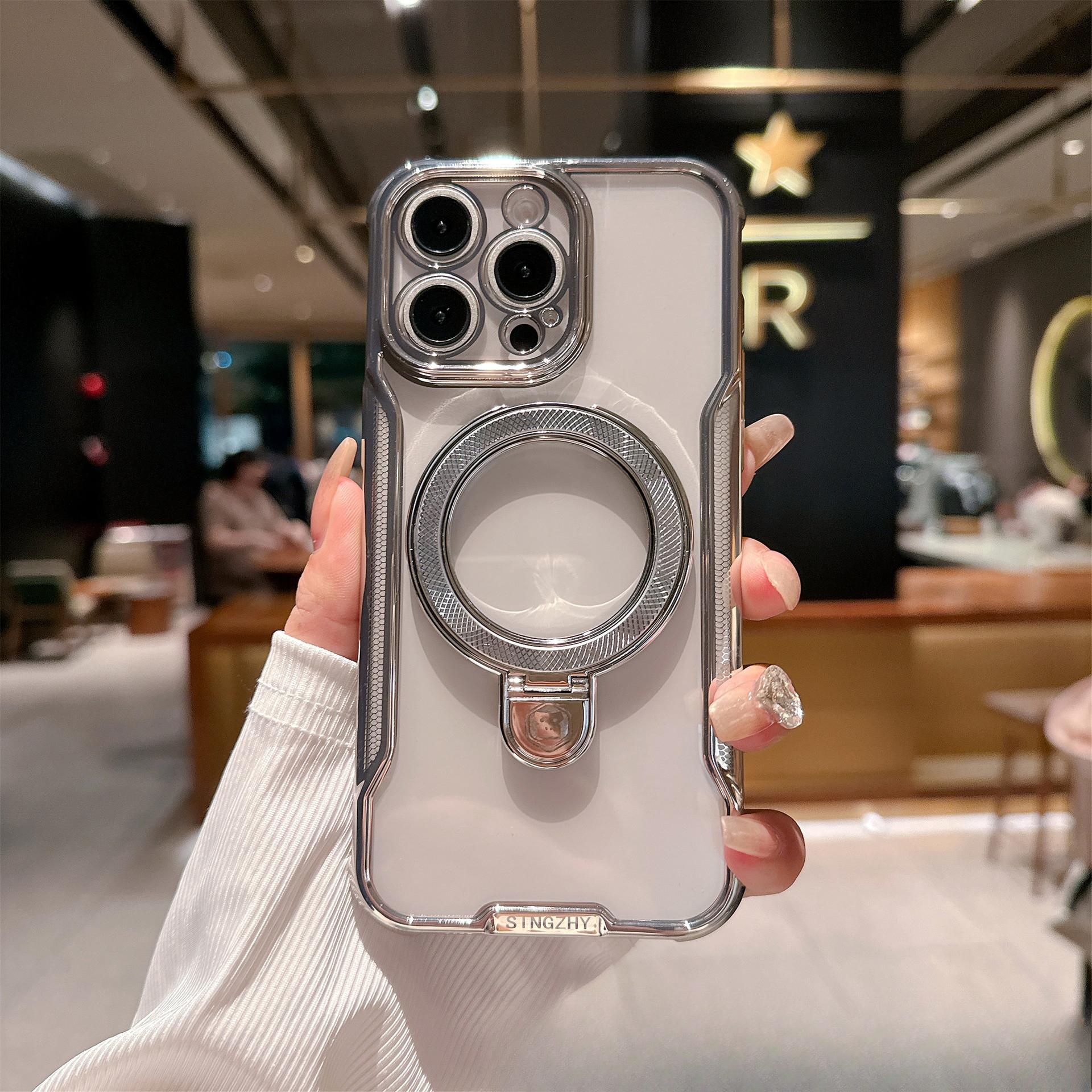 

Гальванизированное лезвие, Маленькая талия, Магнитная подставка Гнездо птицы , Подходит для чехлов для телефонов Apple 16promax, IPhone15 iPhone 11 серебряный