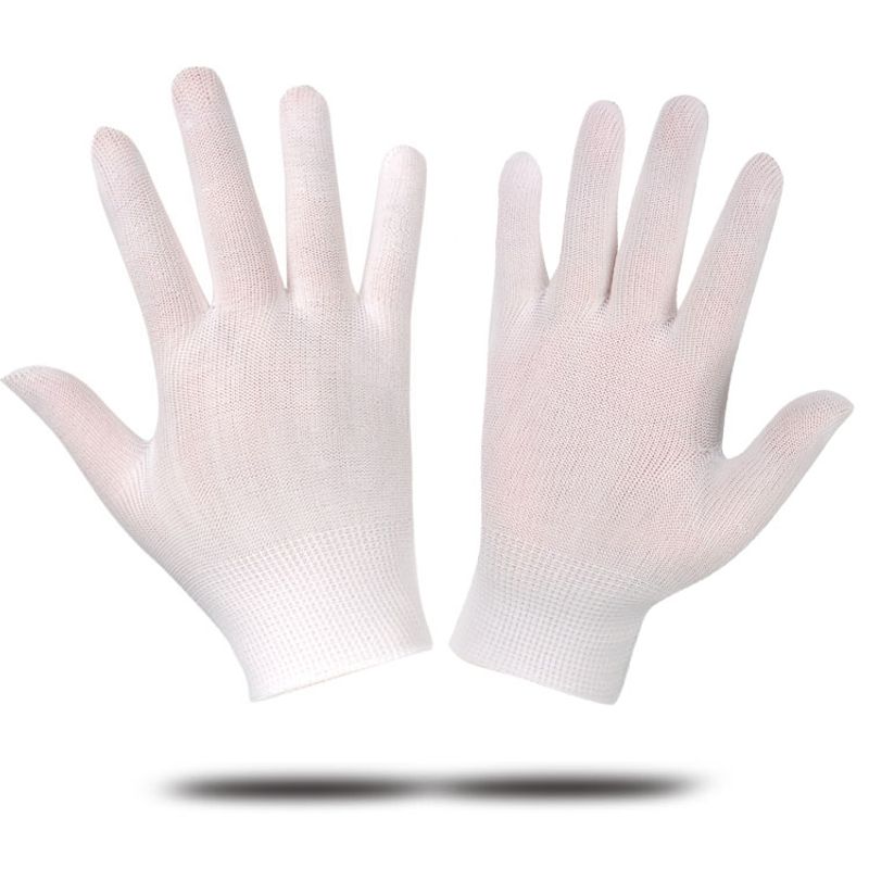 

White Gloves All Year Round Etiquette Thin Crafts Plate Bead Cloth Work Men and Women Work Labor Protection Wear-Resistant Driving Summer Jersey (All white) 10 pairs All yards