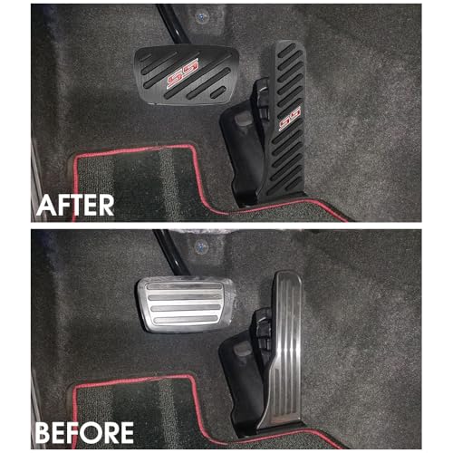 KOKATO Aluminum Brake Pedal Covers for Chevrolet Camaro 2017-2024, Tool-Free Installation with Dedicated Logo, Easy Interior Customization Accessory,