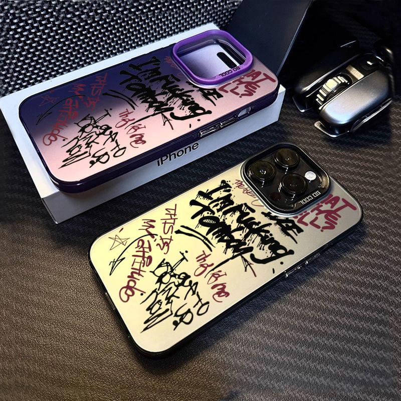 Graffiti English Writing Pattern Case for Samsung Galaxy S25 S24 S23 S22 Ultra Plus FE A16 A56 A36 A35 A55 IMD Material Cover