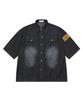 MUCENT Nerve Back Lettering Rolled-Up Denim Short Sleeve Shirt Unisex (2 Colors)