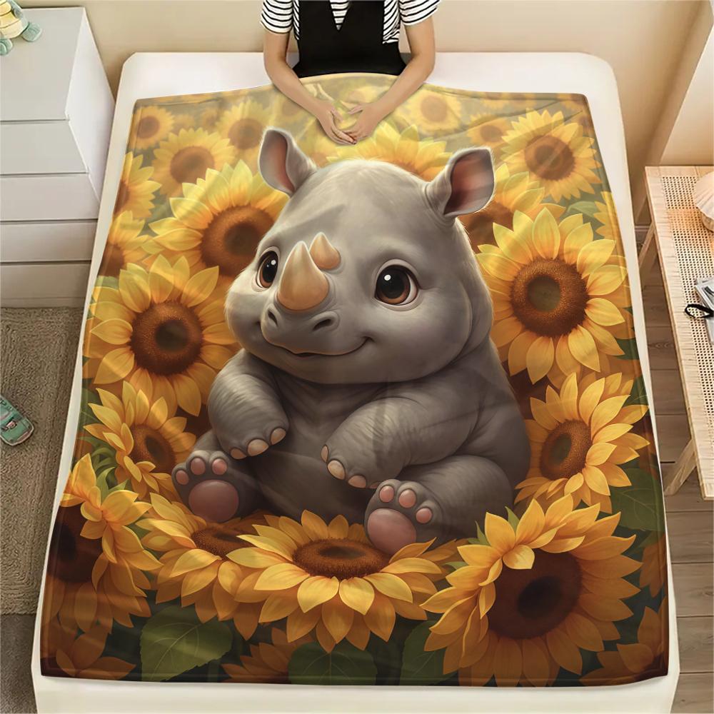 1Pc Cartoon Print Flannel Blanket, High Quality Comfortable for All Seasons, Home Decor, Warmth and Comfort, Perfect for Christmas Birthday Gift