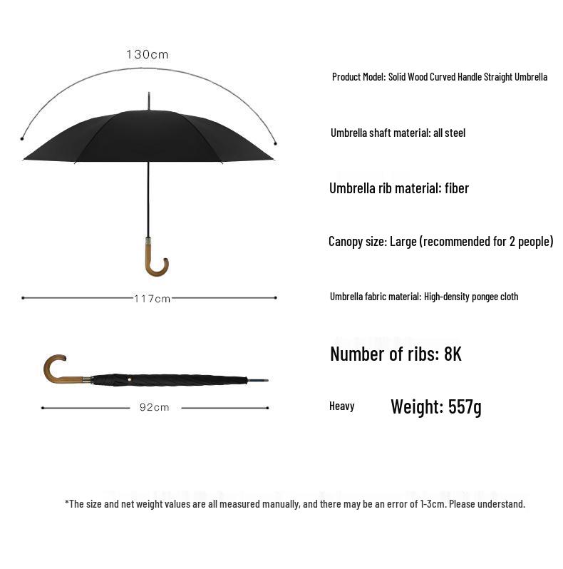 Extra Large Solid Wood Golf Umbrella with Automatic Long Handle—Customizable Logo
