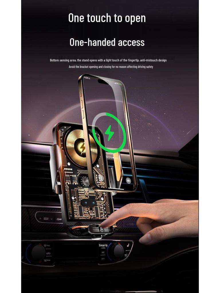 C05 66W Magnetic Fast Charging Car Wireless Charger & Phone Holder with Automatic Navigation.