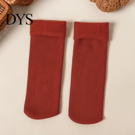 Women Mid-tube Socks 1 Pair Winter Thick Plush Japanese Style Elastic Anti-slip Floor Thermal Anti-odor Extra Loose Ankles No Streaks
