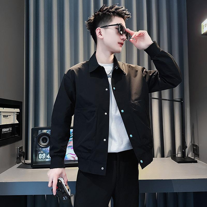 

Slim Fit Cool Workwear Jacket for Men - Stylish Spring/Autumn Casual Outerwear XL чорний