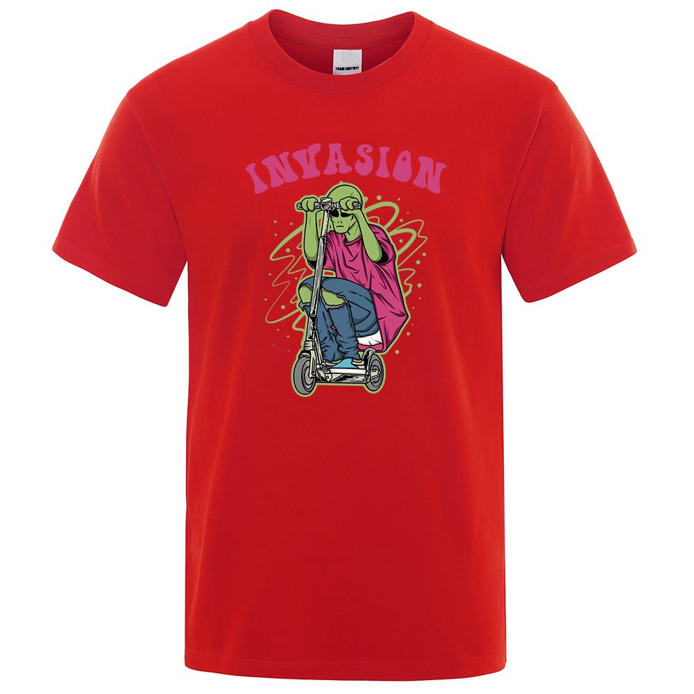 

Футболки с графическим принтом Aliens Ride Scooters, мужские модные свободные топы оверсайз, повседневные роскошные хлопковые футболки 3XL