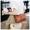 Textured Commuter Small Square Bag, Genuine Leather Retro Messenger Bag, Women's Cowhide Single Shoulder Japanese Mailman Women's Bag