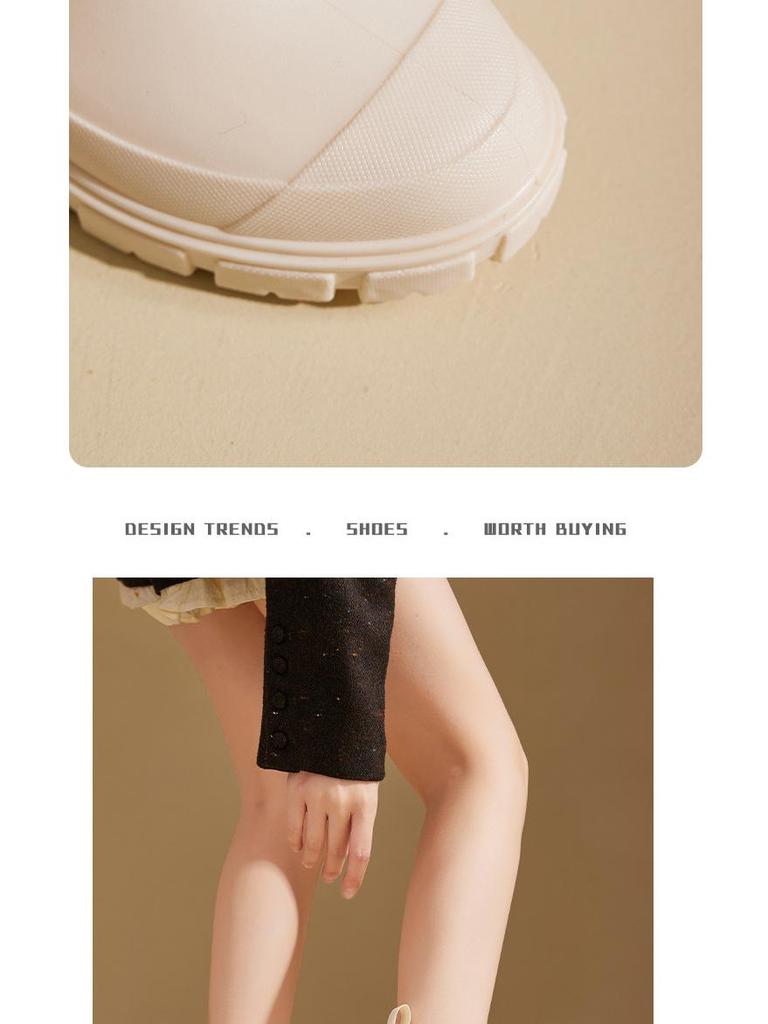 Women's Waterproof Non-Slip Rain Boots with Thick Soles and Mid-Low Shaft – Elastic Opening for Added Comfort.