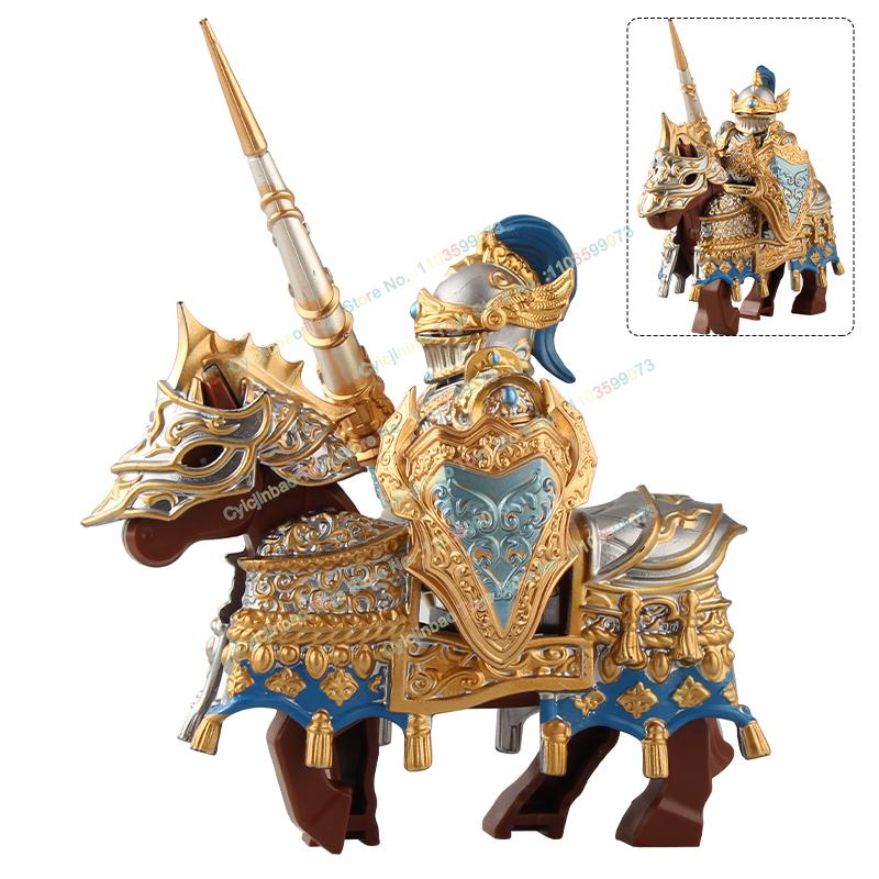 

S124-127 MOC Середньовічний Лицар Будівельний Блок Лицар у Важкій Броні Креативні DIY Зброя Аксесуари Фігурки Розвиваючі Іграшки