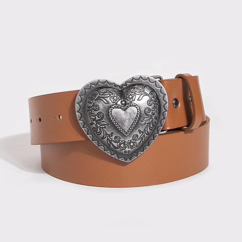 Retro Love Carving Fashion Exquisite Women's Belt Young Jeans Workwear Style Belt Women