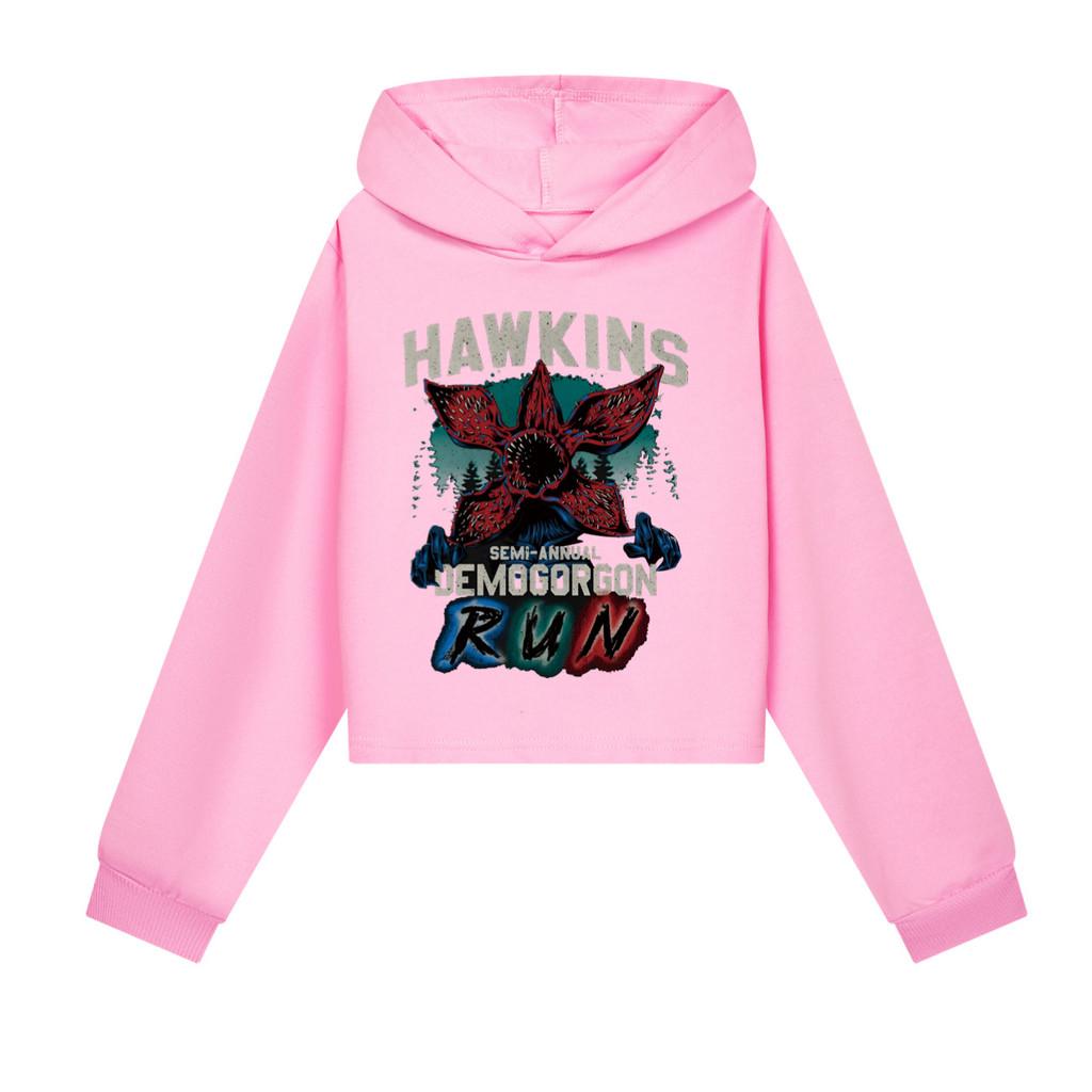 5383 Kids Girls Demogorgon Printed Long Sleeves Hoodies Hooded Sweatshirt
